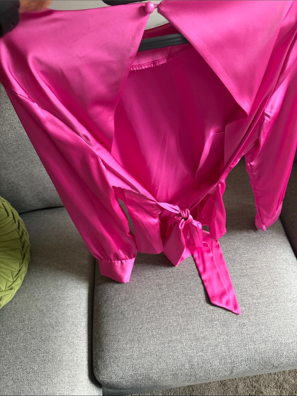 Hot Pink Satin Wrap Top - Women Intimates & Sleepwear